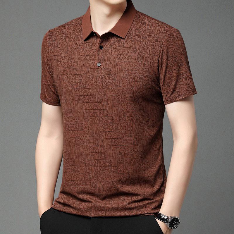 Short Sleeve Polo Shirt for Men Summer New Print Casual Fashion T-shirt Simple Style Lightweight Male Streetwear Cool Feeling