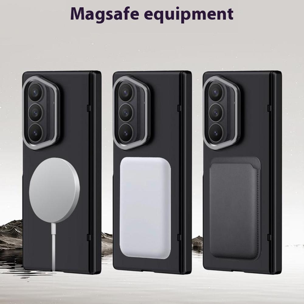 For Samsung Galaxy Z Fold7 5G Magnetic Case Hard PC Phone Cover with Privacy Tempered Glass Film/Lens Kickstand