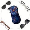2D-Celestial Blue Lotus Mandala Pattern Sunglasses Case, Galaxy Floral Print Eyewear Protective Holder, Portable Zipper Glasses Storage Box Organizer