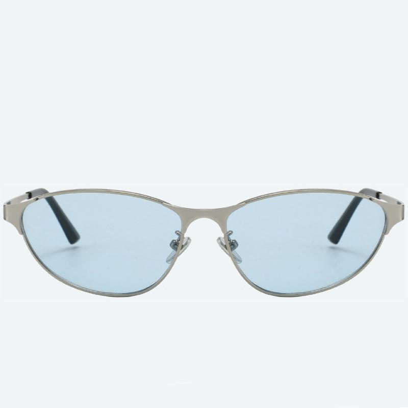 Y2K Metal Frame Cat Eye Sunglasses for Women Men Personalized Street Style Eyewear UV Protection Goggle Shades