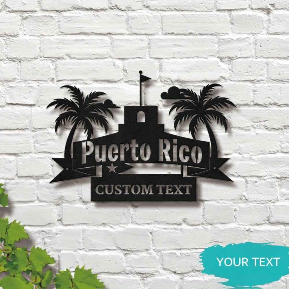 

Puerto Rico Cultural Heritage Flag Metal Wall Art, Trendy Iron Decoration for Kitchen Living Room, Custom Name Sign, Wall Sculpture 12inch/30cm