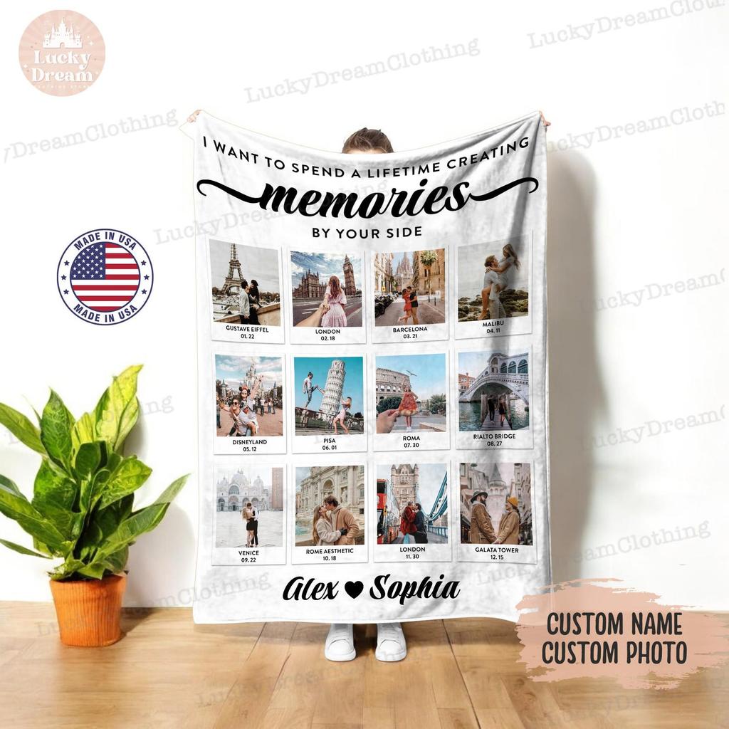 Milestone Commemorative Photo Blanket, Custom Photo Blanket with Text, Anniversary Gift, Couples Gift, Gift for Her, Ideal Mother's Day 2025
