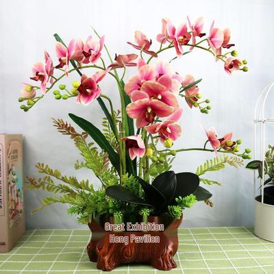 3D Hand-Feel PU Phalaenopsis Flower Set - High-End Decorative for Home, Living Room, Restaurant, or TV Cabinet