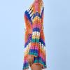 Handmade Crochet Colorful Long Sleeve Beach Cover-up for Women - Knit Hollow Out Bikini Outerwear