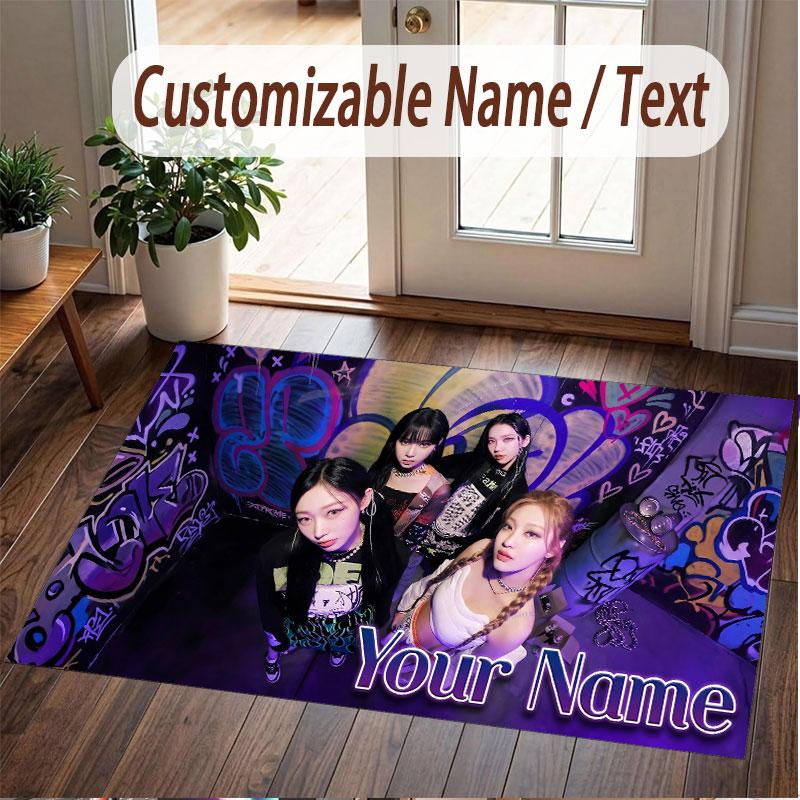 Custom Name Crystal Velvet Rug,aespa Comfortable Anti Slip Floor Mat For Room Decoration