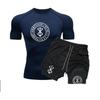 Men's Anime Double-Layer Quick-Dry Shorts & Tee Set for Outdoor Running & Fitness