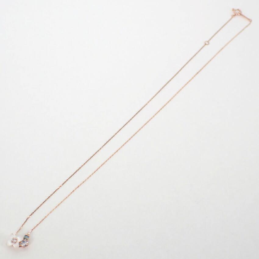 [Used] K10PG Diamond Flower Necklace/j12-14