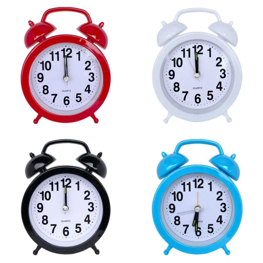 Retro Loud Alarm Clock Double Bell Mechanical Key Wound Silent Pointer Clock