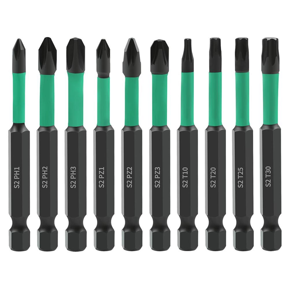 

10Pcs Magnetic Hex Shank Electric Drill Bits Set S2 Alloy Steel Phillips Pozidriv Torx Bits Type A