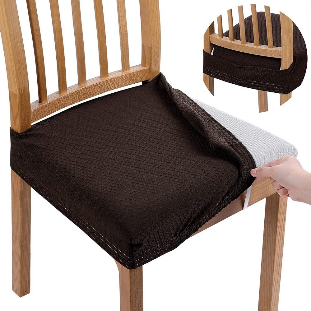 Removable Chair Seat Cover Solid Color Chair Cushion Cover Elastic Seat Protectors Restaurant