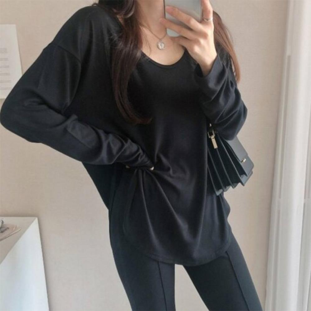 New Arrivals Open RUn Women U Neck Loose FiT Long Sleeve T shirT