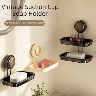 Detachable Suction Cup Soap Dish Non-Slip Wall Mounted Soap Rack No-Drill Soap Drain Box  Hotel