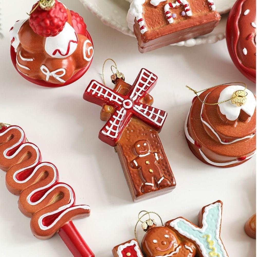 Plastic Christmas Gingerbread Man Ornaments DIY Cute Christmas Tree Hanging Ornaments Gingerbread Figure Hanging Decorations