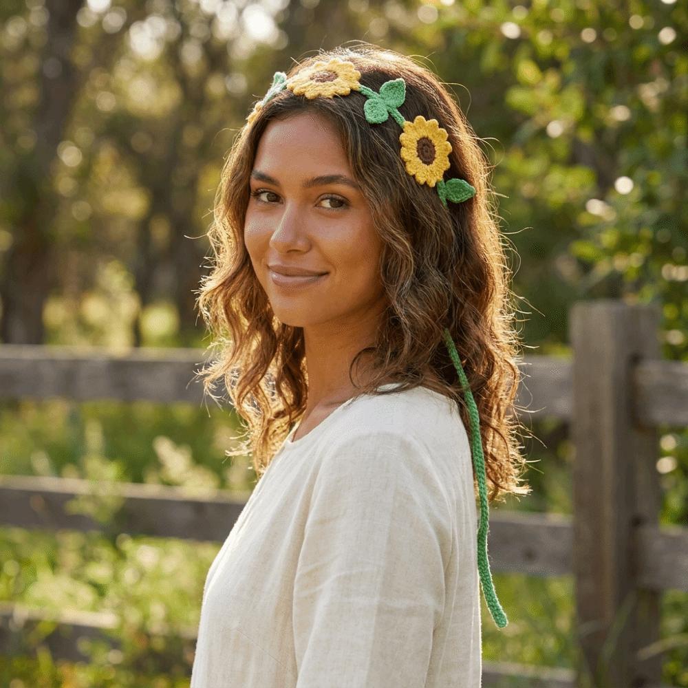 Countryside Style Crochet Hair Bands French Hair Scarf Fashion Flower Hair Bands  Girl