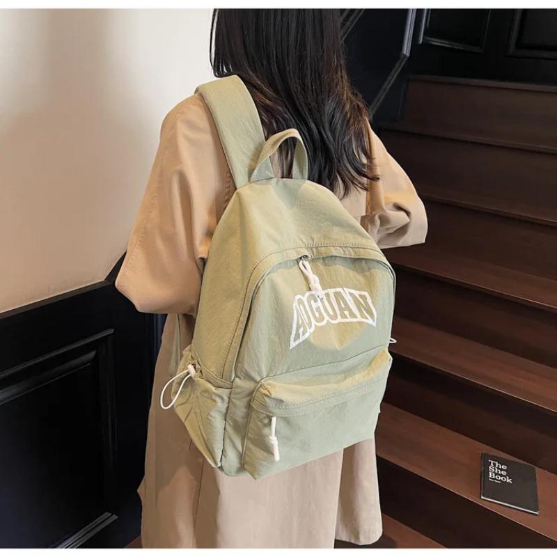 New Alphabet Backpack Women's Japanese Simple Large Capacity High School Student School Bag Travel Backpack