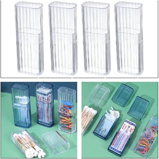 JIEDALIN 4 Pcs Cotton Swab Holder for Travel Mini Travel Swab Case Cotton Swab Box for Makeup Sponge Cotton Swabs Hair Ties Floss Cosmetics Makeup