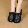 Retro women's shoes spring new comfortable beef tendon sole single shoes non-slip flat sole soft sole middle-aged and elderly mother casual leat