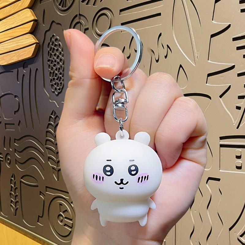Kawaii PVC 3D Figure Keychain Cute Usagi Hachiware Ushachi Cartoon Pendant Bag Charm & Key Ring Party Birthday Perfect Gift