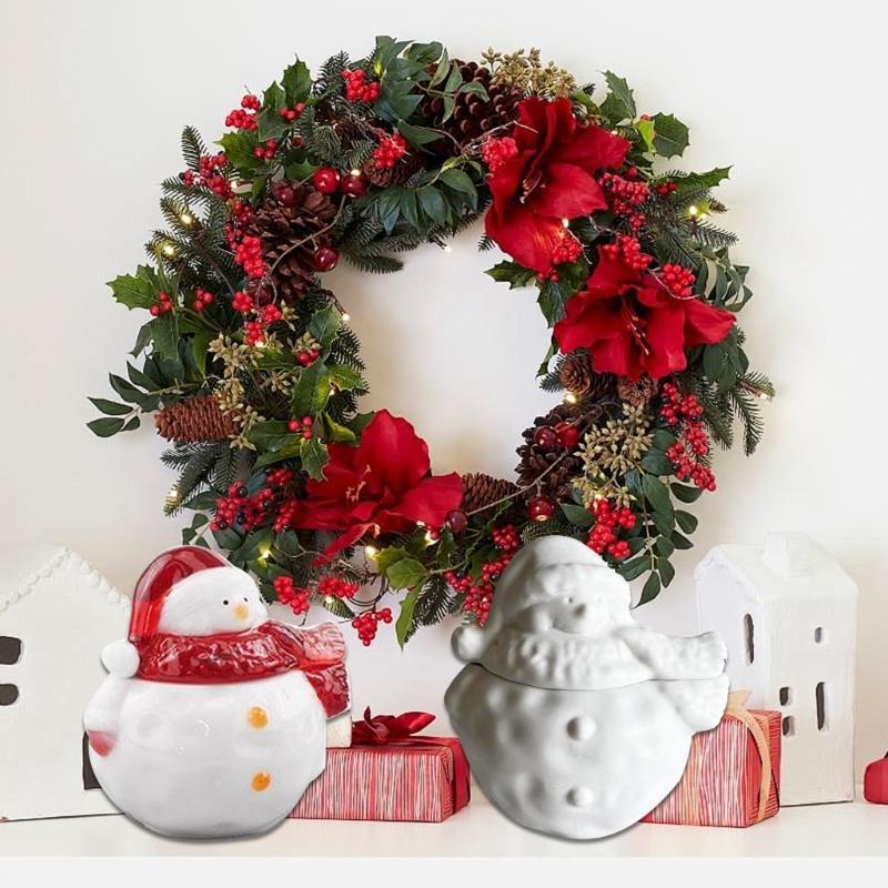 Snowman Shaped Resin Jar Silicone Molds with Lid Christmas Snowman Candle Holder Silicone Molds