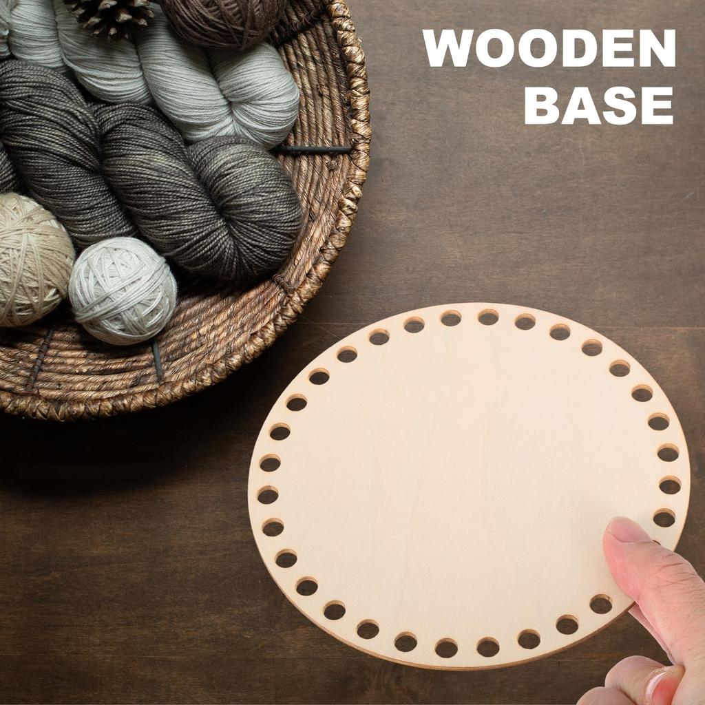 PATIKIL Round Crochet Wooden Basket Base for DIY Woven Basket Home Poplar Wood 5-Piece Set, 4"/6"/8"/10"/12" Diameter, Crafts, Making, Decor,