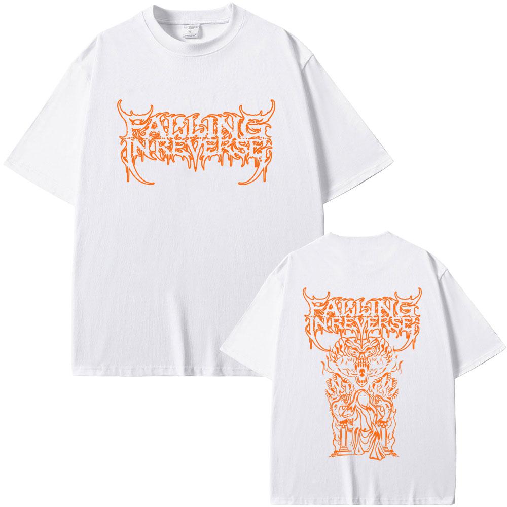 Falling in Reverse Heavy Metal Band Washed T Shirt Fashion Streetwear for Men Women Pop Punk Loose TShirts Tee Short Sleeve