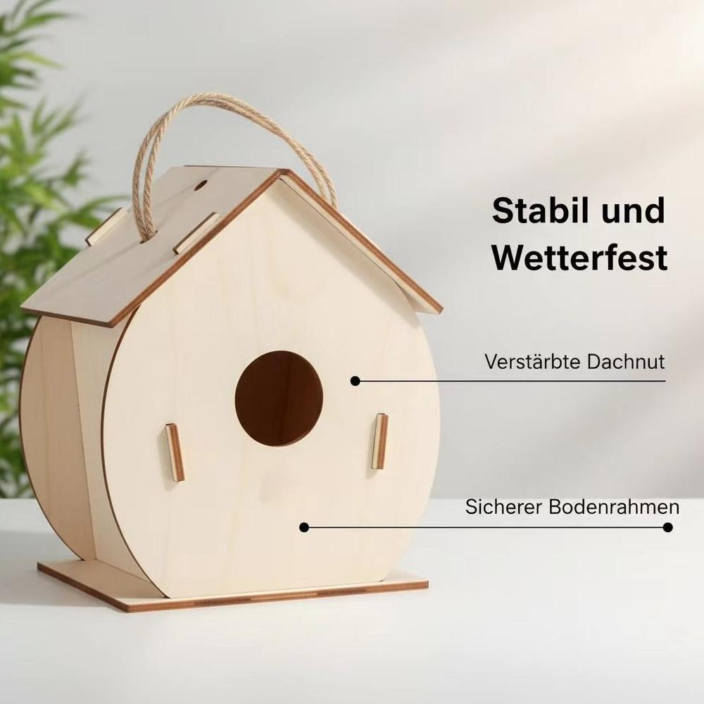 Natürliche Vogelhäuser & Vogelnester Set aus Holz, Outdoor Garten Vogelunterschlupf Käfig, Batteriefrei & Umweltfreundlich
