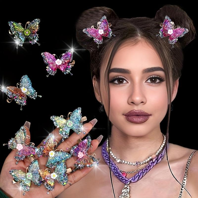 6pcs Gorgeous Butterfly Hair Clip Multi-color Three-dimensional Design European American Style Craftsmanship Party Daily Styling