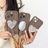 Oval Love Mirror Phone Case For Apple 16Promax Strap Airbag Holder 14 Lens All-Inclusive 15