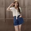 New Arrivals Open Run Women Vintage Wash Heart Detail Denim Shorts