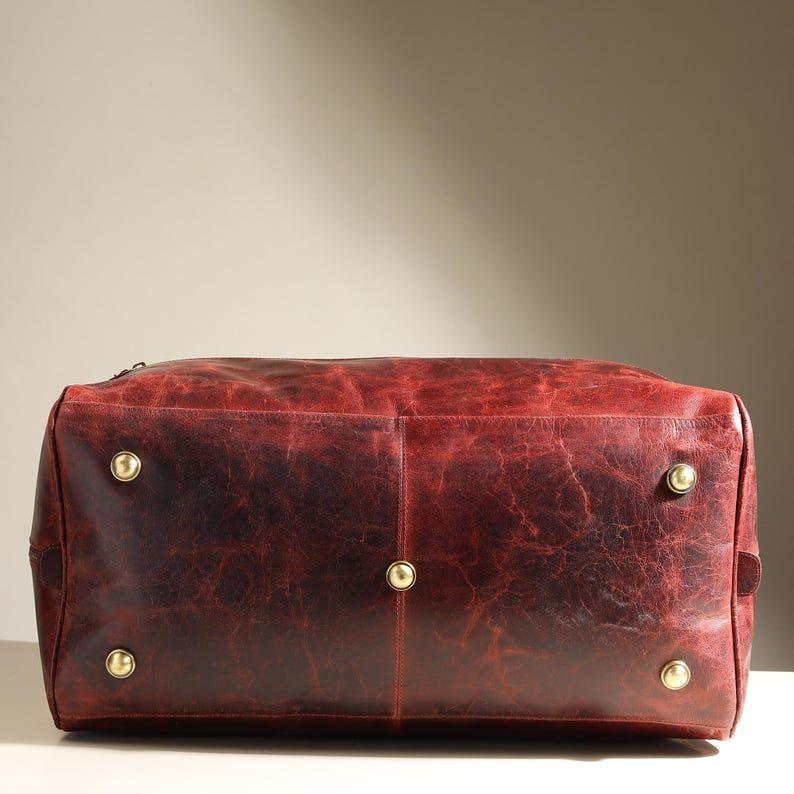 Full Grain Leather Weekender Bag: Handmade Duffle, Carry-on Holdall