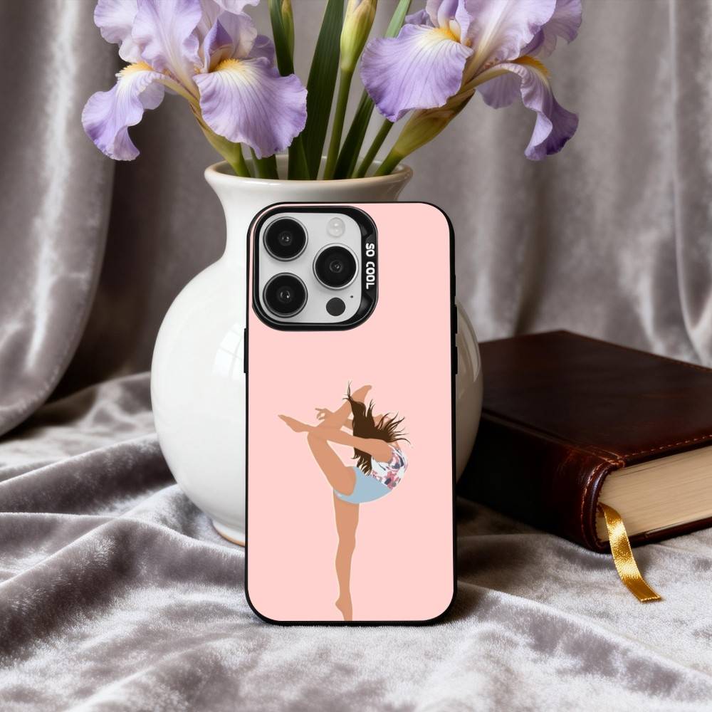 GYM Girl G-Gymnastic art  Phone Case For iPhone17,16,15,14,13,12,11 Plus,Pro Max Black Candy silver phone case