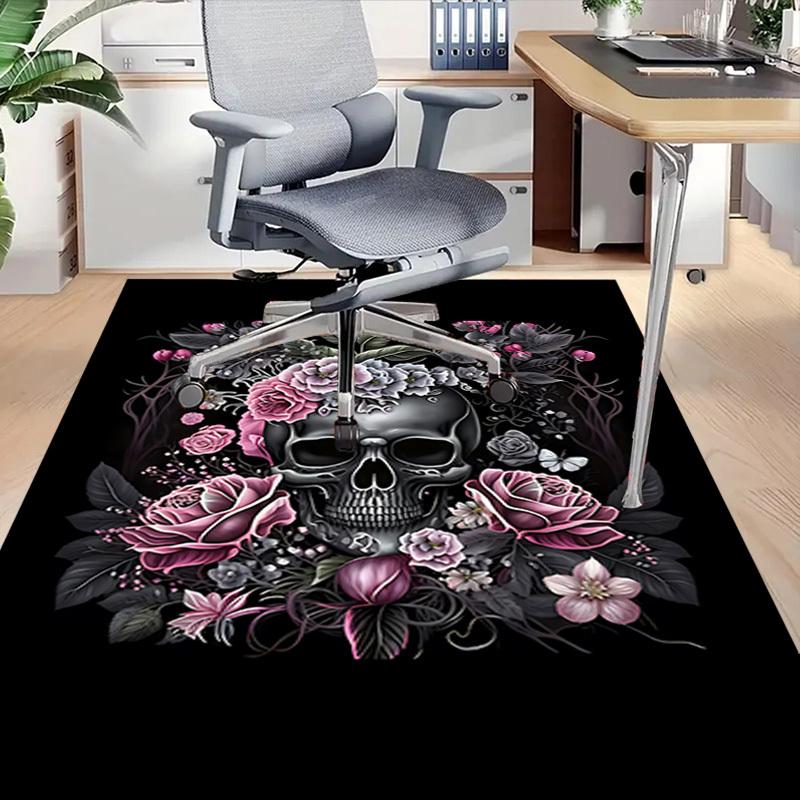 1PC Skull Flowers Carpet Ultra Soft, Thick & Absorbent, Non Slip Machine Washable Mat for Entryway