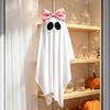 Sweet Cool Style Ghost Pendant Pink Bow Halloween Hanging Decoration, 31.5 Inch Cute Flying Creative Holiday Decor for Front Porch Yard Garden