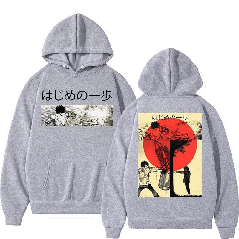 Anime Hajime No Ippo Kamogawa Boxing Gym Hoodies Makunouchi Takamura KGB Sweatshirt Loose Fleece Vintage Long Sleeve