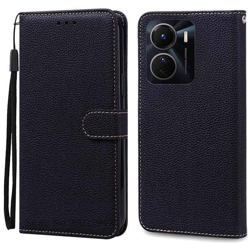 

Для чехла Vivo Y16 Чехлы VivoY16 TPU Черный Силиконовый Чехол-кошелек для Vivo Y16 V2204 V2214 Чехол Y 16 4G Противоударный Чехол-книжка For Vivo V2204 V2214 чёрный