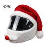 Soft Helmet Hat Christmas Santa Motorcycle Cover, Plush Claus Cycling Decoration for Decoration, Xmas Holiday Accessories Men Cover