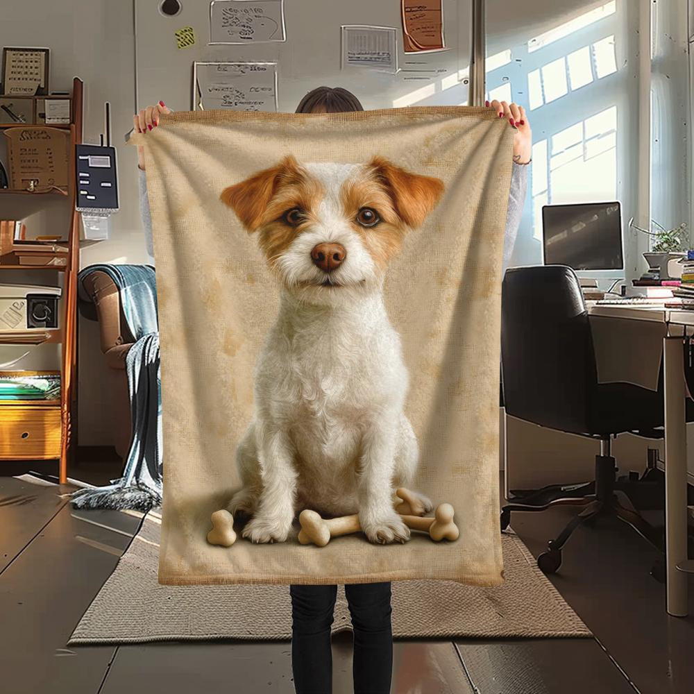 1Pc Dog&Bone Print Flannel Blanket, High quality Comfortable for All Seasons, Home Decor, Warmth and Comfort, Perfect for Christmas Gifts