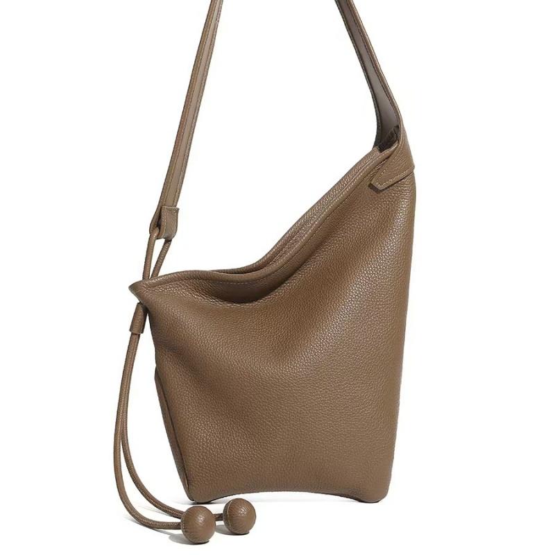 New Genuine Leather Lady Lazy Dumpling Bag Girls Minimalist Niche Asymmetric Design Handbag Women Single Shoulder Crossbody Bag