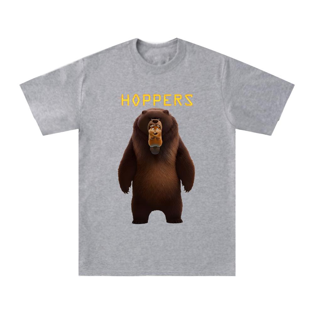 Hoppers Movie T-shirts Animation Graphic Tee Beaver and Bear Funny Cartoon Print Clothing Unisex New Pure Cotton T-shirt