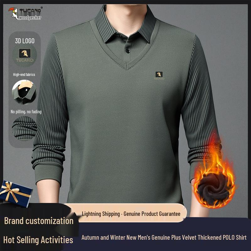 

Woodpecker Men s Fleece-Lined Hoodie Sweater - Thick, Warm Knit Base Layer for Winter M (90-120 jin)