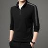 Wiosna Jesień Męski Slim Paski Długi Rękaw Sportowy T-shirt Ubrania Koreańskie Koszulki Streetwear Moda Męska Zapinana na Zamek Dolna Casual Top