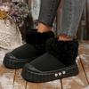 Fashion Warm Short Plush Thick Bottom Woman's Snow Boots 2025 Winter Furry Ankle Boots with Platform Metal Decoration Fluffy Fur Shoes