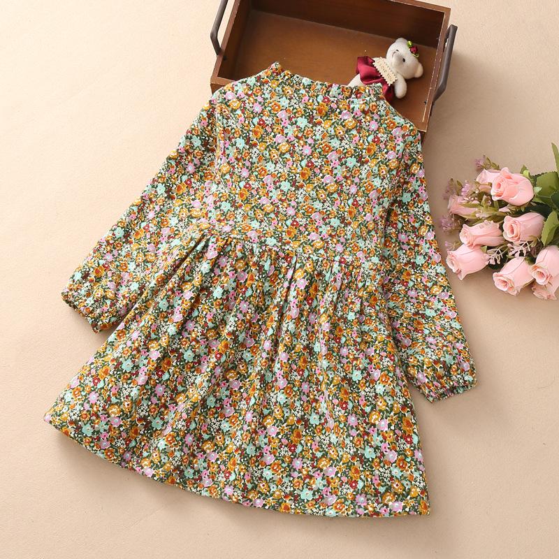 Mädchen Strickkleid mit dickem Blumenmuster - Fleecegefüttert für Frühling & Herbst