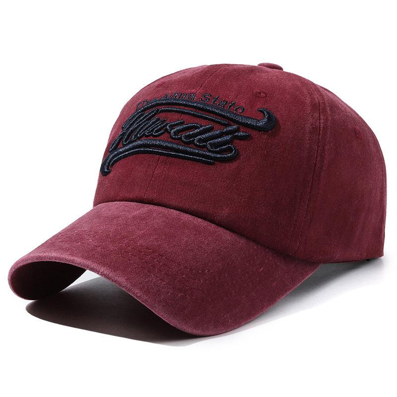Hat Men'S Spring And Autumn Washing Embroidery Alphabet Baseball Cap Retro Peaked Cap Women'S Tide Casual Shade Sports Sun Hat