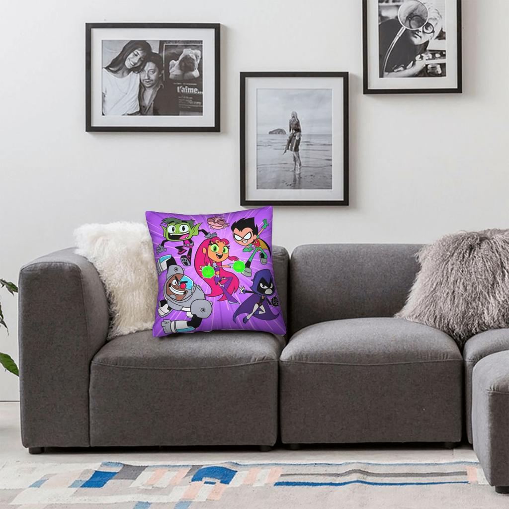 Cartoon Teen Go Square Pillow Cases Cushion Cover Vintage Polyester Decor Pillowcase for Car 45x45cm