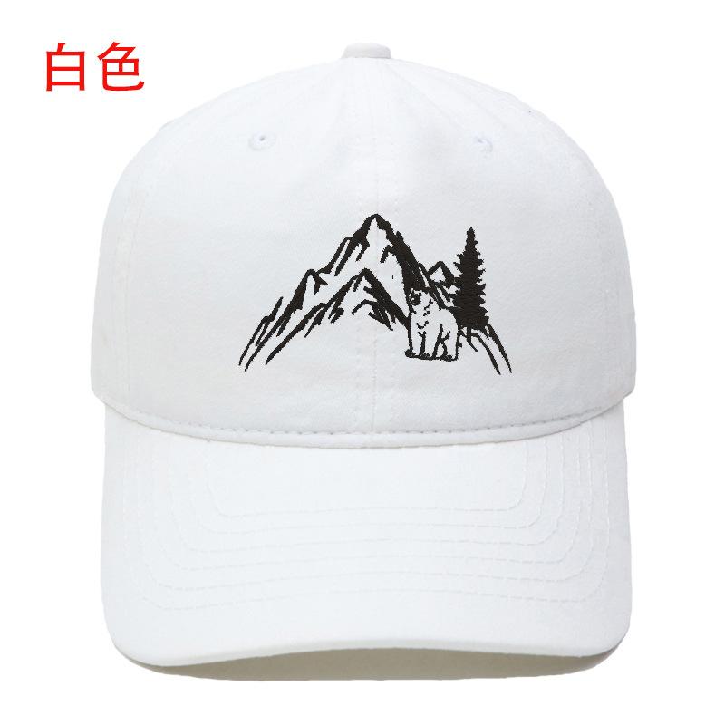 Berg Gipfel Bär Stickerei Gewaschen Retro Weiches Oberteil Baseballkappe Herren und Damen Lässig Outdoor Abenteuer Sonnenschutz Kappe