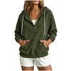 Damen Halbknopf Kapuzenpullover Kordelzug Langarm Kängurutasche Locker Lässig Pullover Einfarbige Tägliche Streetwear Sweatshirt