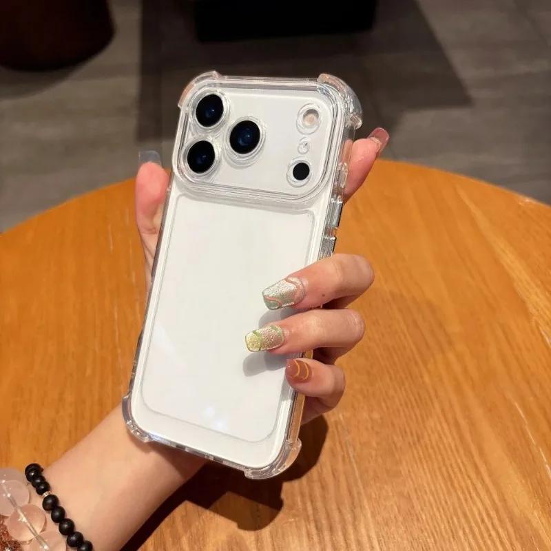 Airbag Shockproof Armor Phone Case For iPhone  Air 16 15 Plus 14 17 Pro Max 13 12 11 16e Transparent Protective Hard Cover Funda
