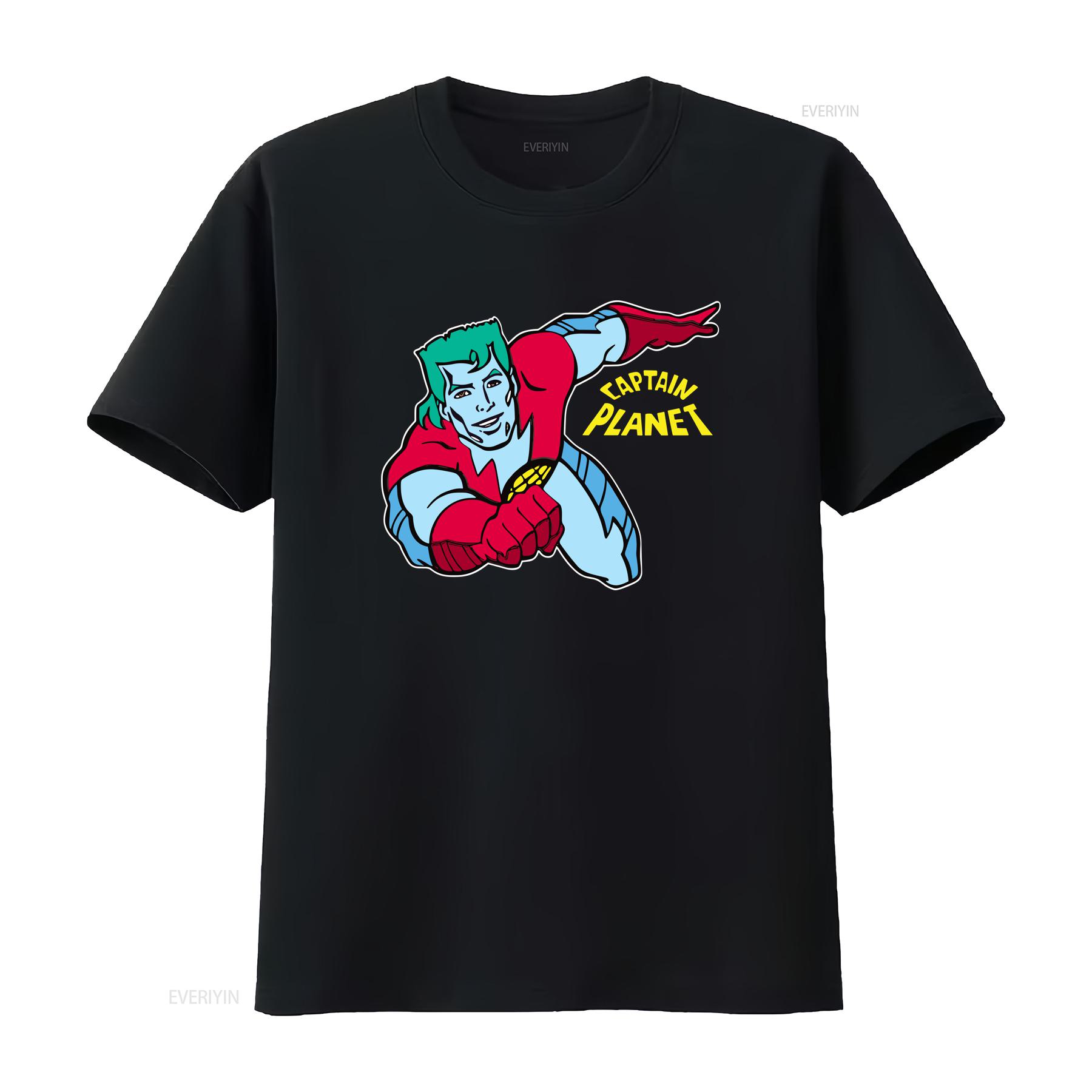 

Captain Planet T shirt vintage Washed graphic Versatile Top For Everyday Wear Stretched streetwear homme Stylish Casual 4XL