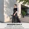 Women'S Summer Dress New Mid-Length Floral Dress Elegant High-Waisted Slimming Short-Sleeved Long Dress
